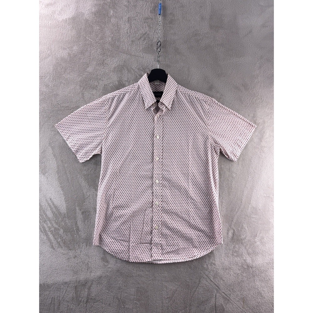 Barneys New‎ York Button Down Shirt Mens Size Large White Geometric Print Casual